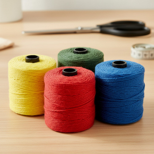 Kit 04 Rolos Barbante Algodão Colorido 82 Metros Cada