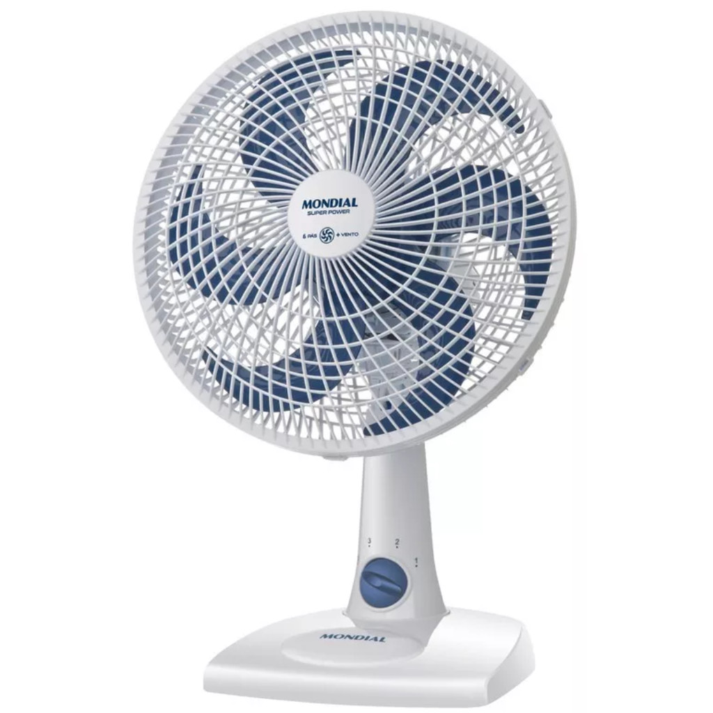 Ventilador De Mesa 6 Pás Super Power Vsp-30-w Mondial Branco Cor Das Pás Branco/azul Escuro 127v Voltagem:110v