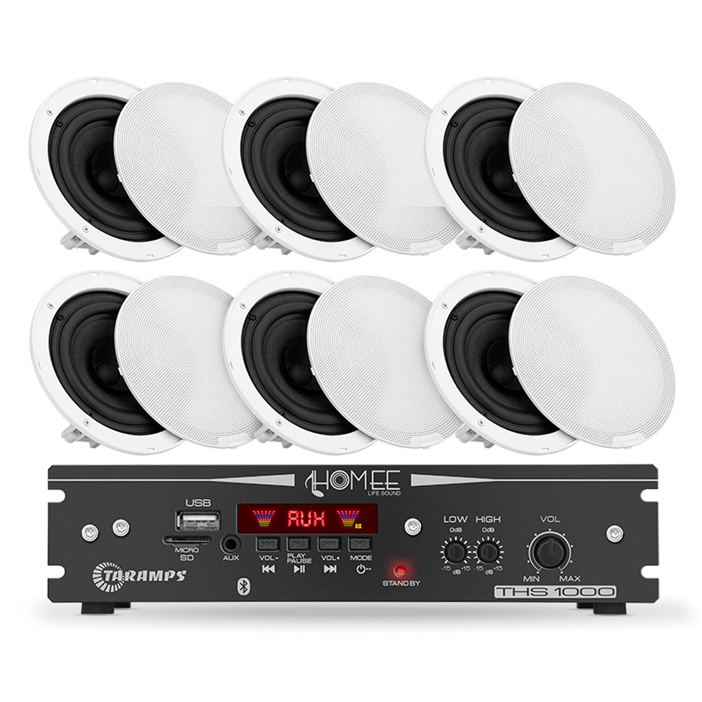 COMP Home Theater Receiver 100W RMS Ths1000 + 6 Arandelas 40w 4 Ohms Comercio e Residencias - Taramps