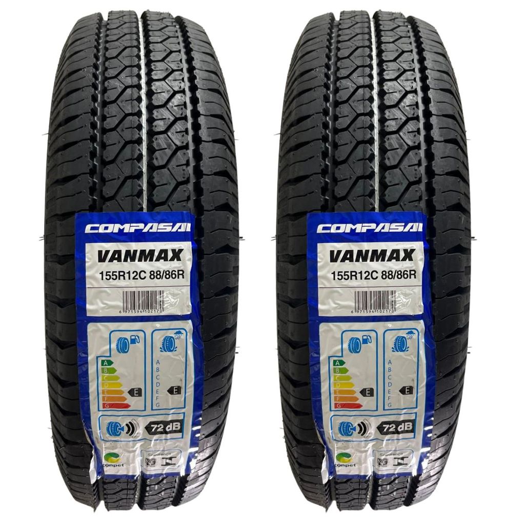 KIT 02 Pneus 155r12c 88/86r Vanmax Towner Chana Effa Carga Aro 12 Vans Veículos Utilitários Furgões