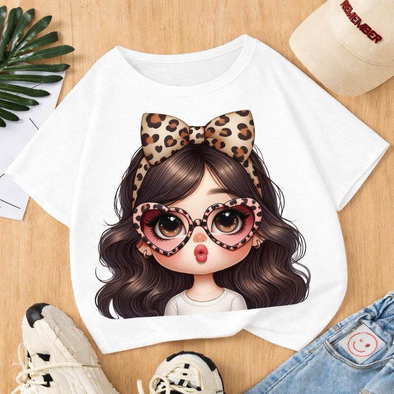 Camiseta Infantil Feminina Estampada Fofa Estilosa Confortável 100% Algodão