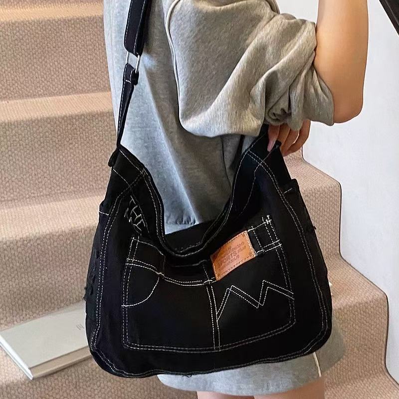 Bolsa Tote Retrô Em Jeans Grande Capacidade Bolsa Feminina Para Ombro Transversal X230 VT em Oferta na Shopee