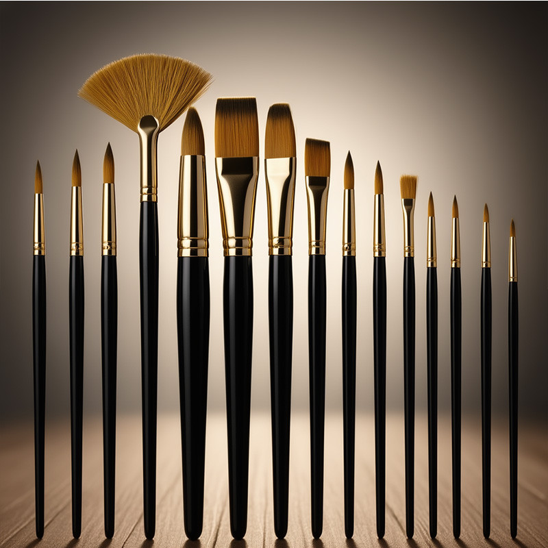 Kit com 12 Pincéis artísticos para pintura cerdas macias, aquarela, guache, pintura a óleo, acrílico