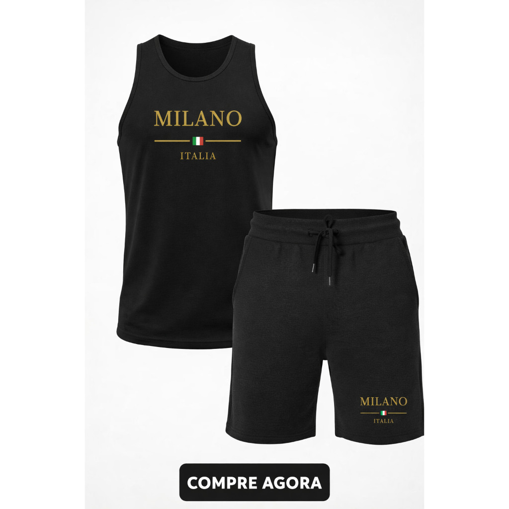 Kit Conjunto Lançamento Milano Regata e Bermuda Moletom PREMIUM Confortável Lançamento Toque Macio Envio Imediato