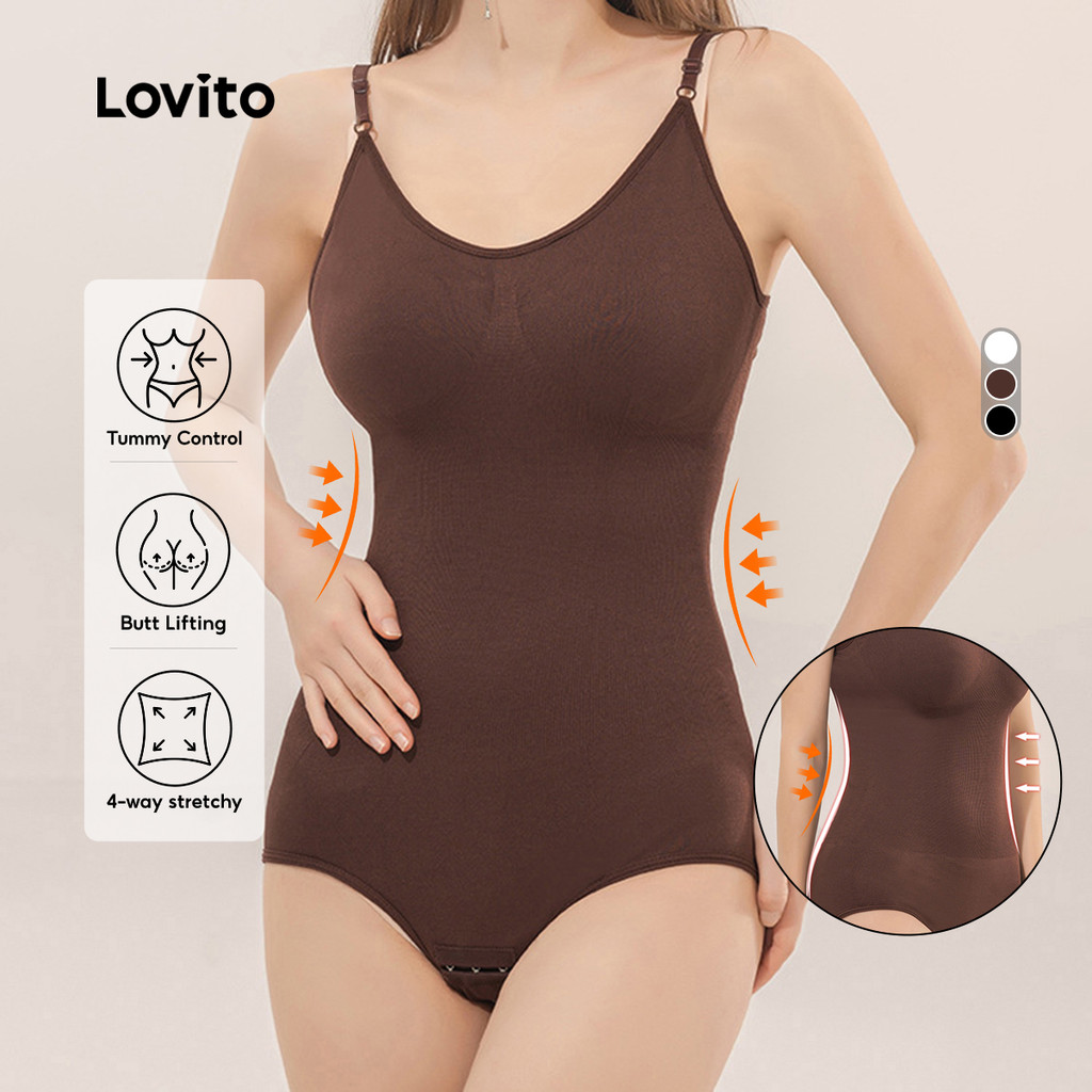 Lovito Modelador De Barriga Feminino Casual Elástico Em 4 Direções Que Não Agride a Pele LNE29029 em Oferta na Shopee