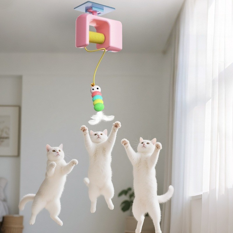 Brinquedo Para Gatos Interativo Elétrico Corda Elástica Pássaro Voador Automático Anti Estresse Pet