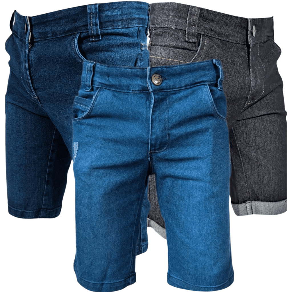 Bermuda jeans menino infantil adolescente regulador interno bolso masculino