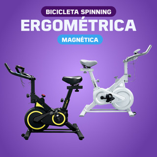 Bicicleta Spinning Magnética Ergométrica Profissional Sensação Inercia 8Kg até 120Kg Preto Branco em Oferta na Shopee