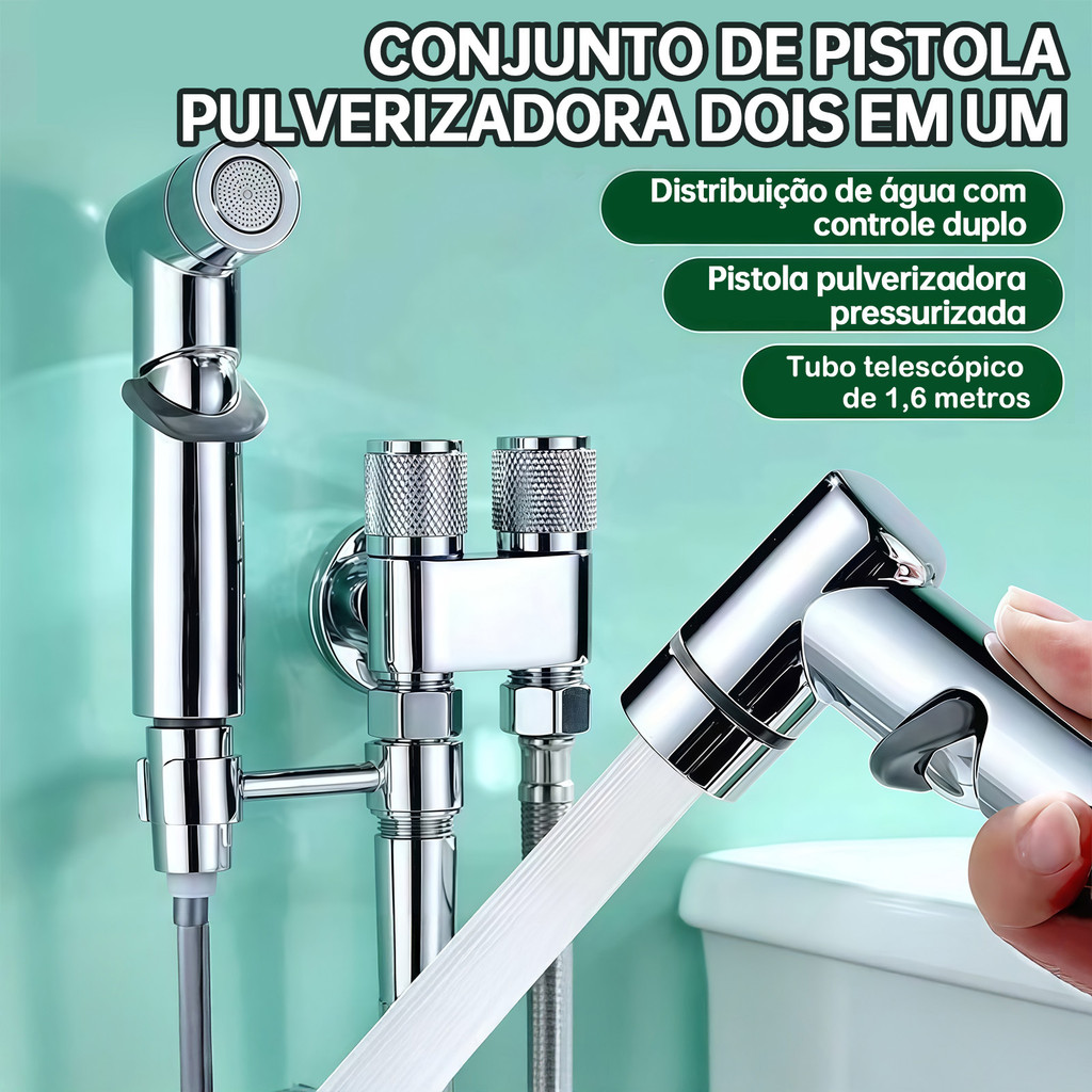 KIT Banheiro Ducha Higiênica Duas Saídas De 1/2 Mm  Com  Molas e válvulas de aço inoxidável  Parede em Oferta na Shopee