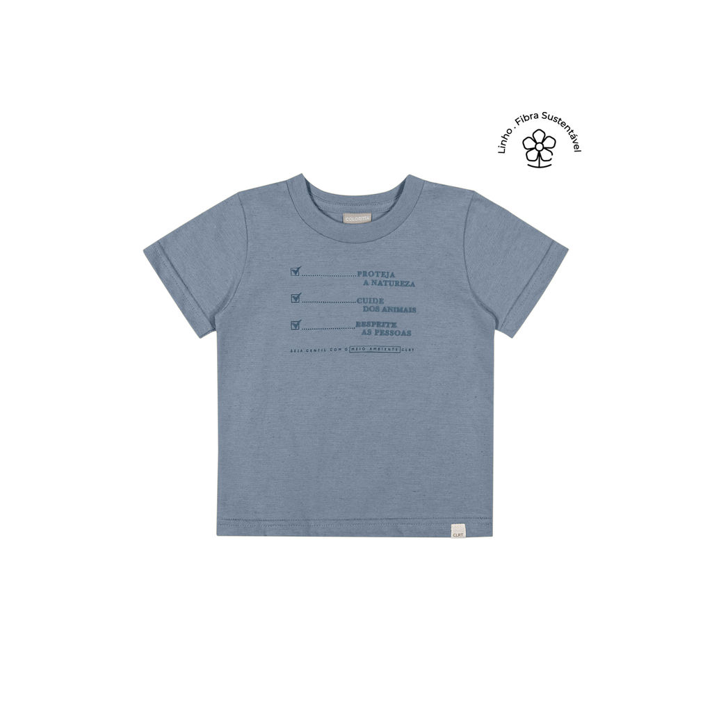 Camiseta Infantil Menino Malha Linho Colorittá Azul