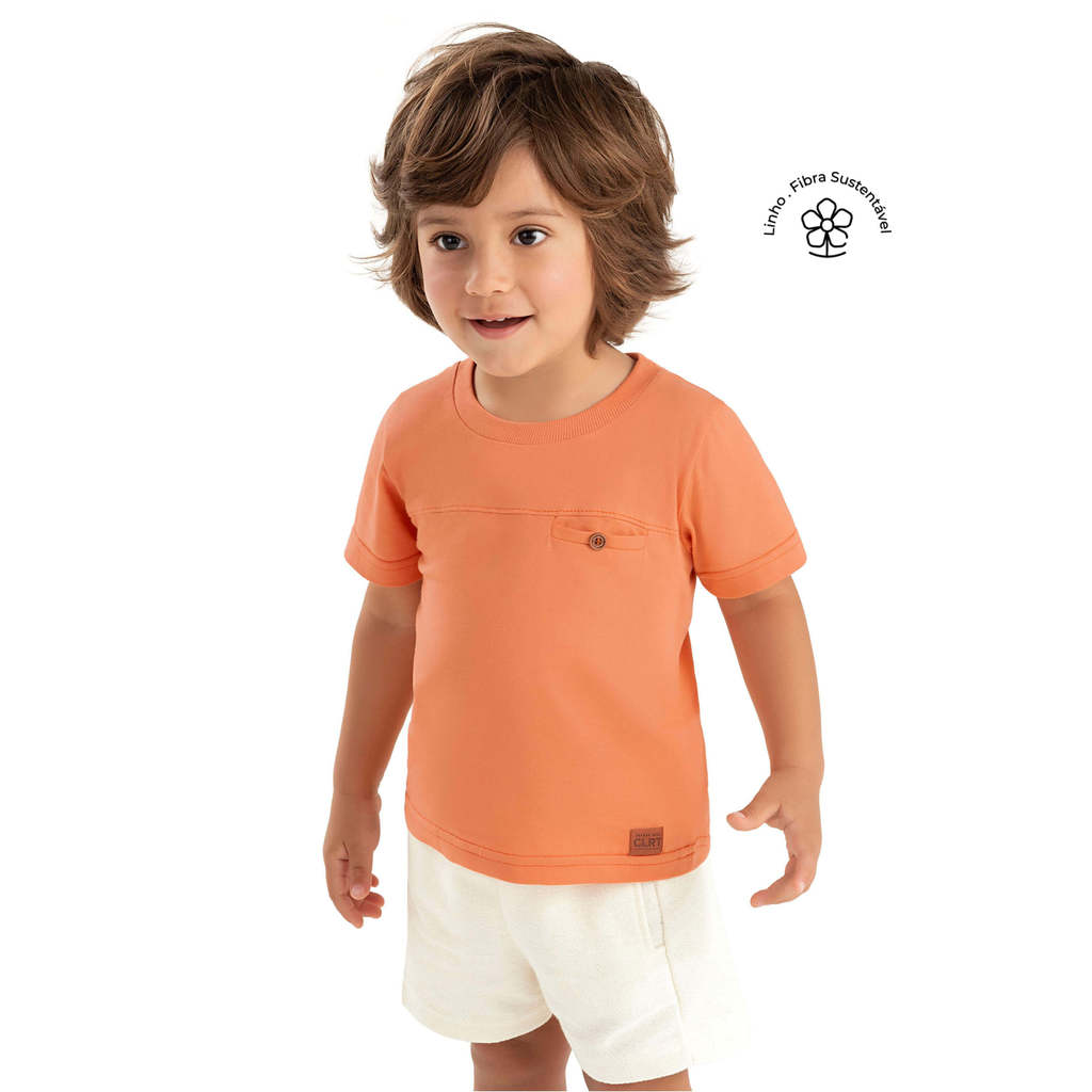 Conjunto Infantil Menino Curto Com Bolso Colorittá Laranja