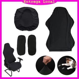 Kit com 4 peças capa para cadeira gamer preta elástica, protetor anti poeira e sujeira para cadeira de computador