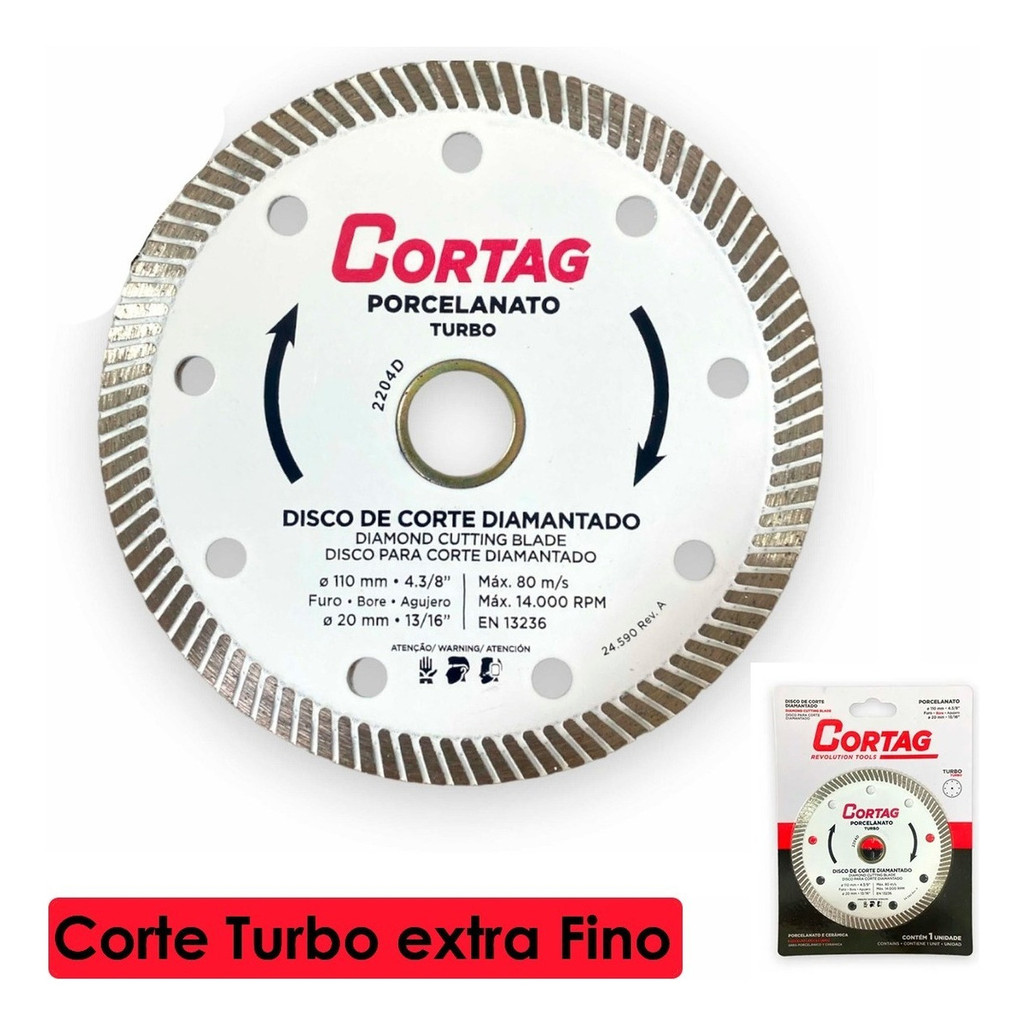 Disco Turbo Porcelanato 60863 Diamantado Fino 110mm X 20mm 4.3/8 60863 Cortag em Oferta na Shopee