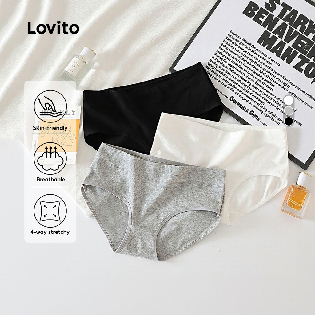 Lovito Pacote de 3 Sutiãs  Nuvem Contato Suave Respirável Elasticidade 4 Vias para Mulheres LNE121047