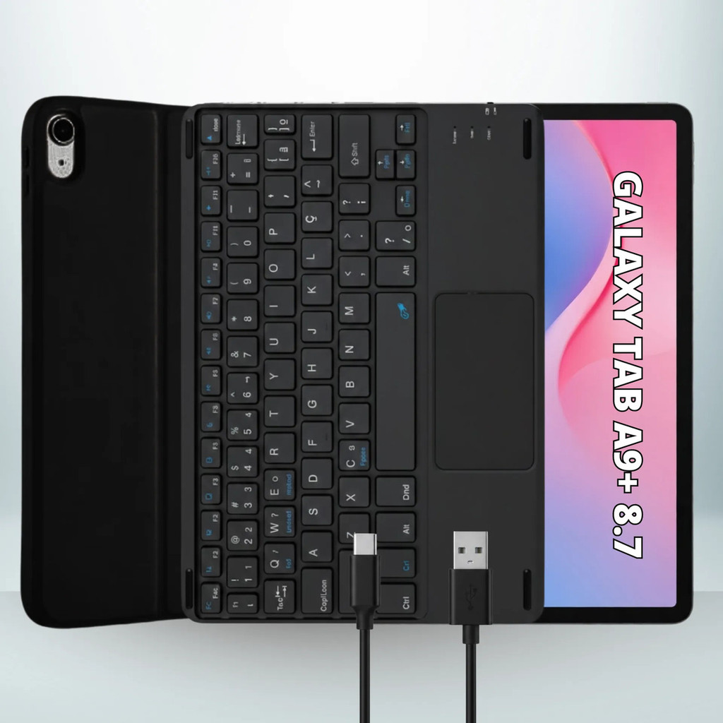 Kit Capa Com Teclado Trackpad Para Galaxy Tab A9 + Plus Preto