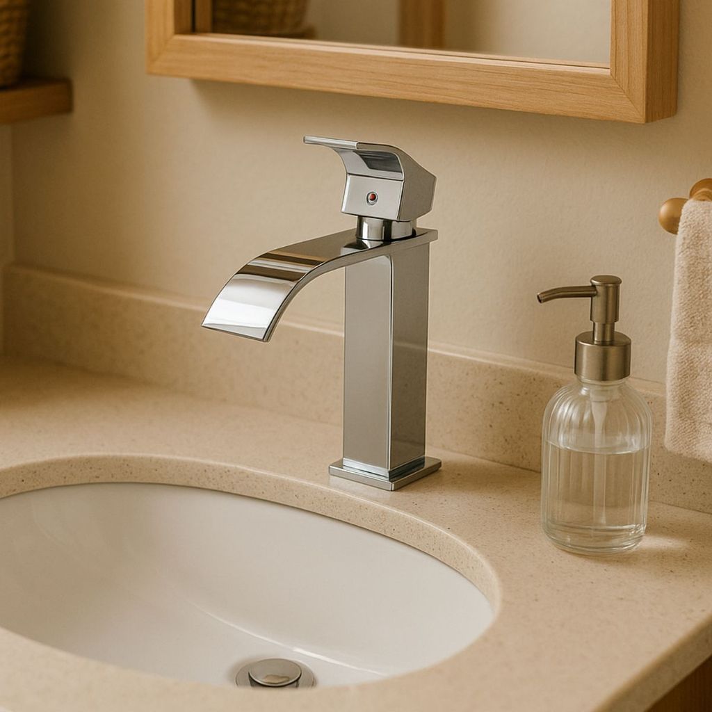 Torneira Banheiro Lavabo Monocomando Quadrada Cascata Luxo em Oferta na Shopee