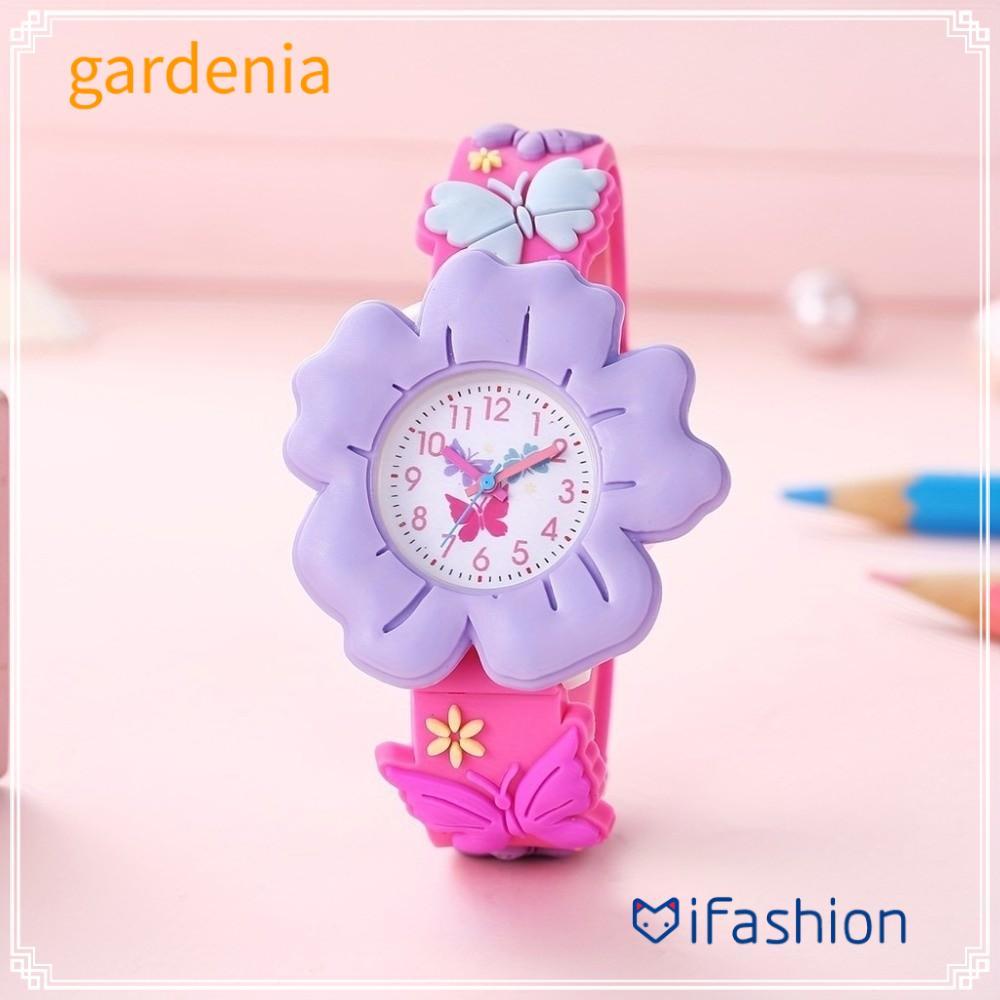 GARDENIA Kids Flower Watch , Relógio De Borboleta Colorido De Desenho Animado Eletrônico Com Pulseira De Silicone Design