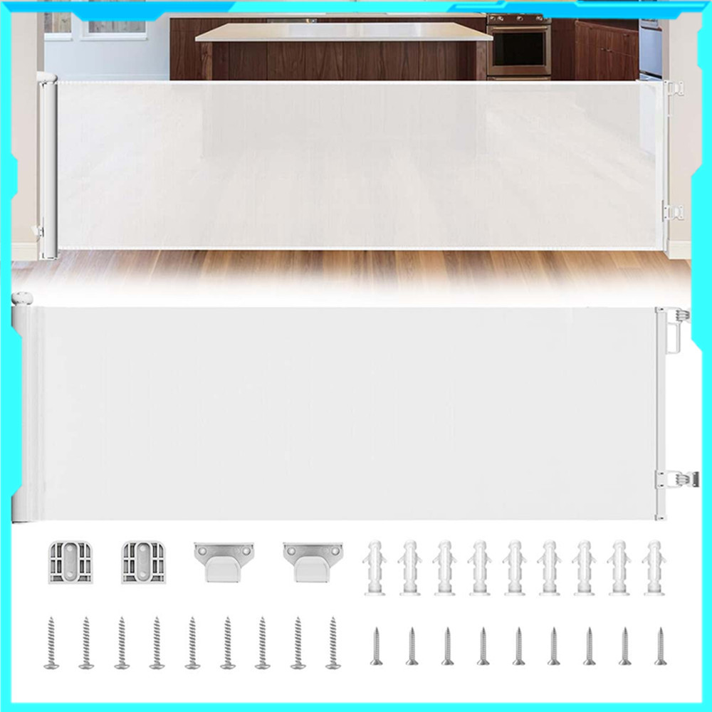 Cerca retrátil para bebês de estimação, reforçada, resistente a arranhões, aumentada, 33 pés, extensível a 3m, cerca de 