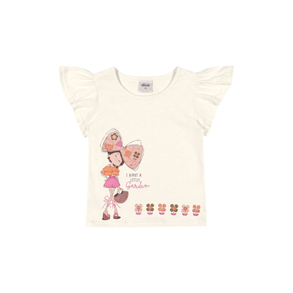 Blusa Infantil Menina Manga Curta Com Babados Elian Bege em Oferta na Shopee