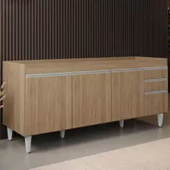 Balcão de Cozinha para Pia 180cm sem Tampo Dallas Castanho - Lumil