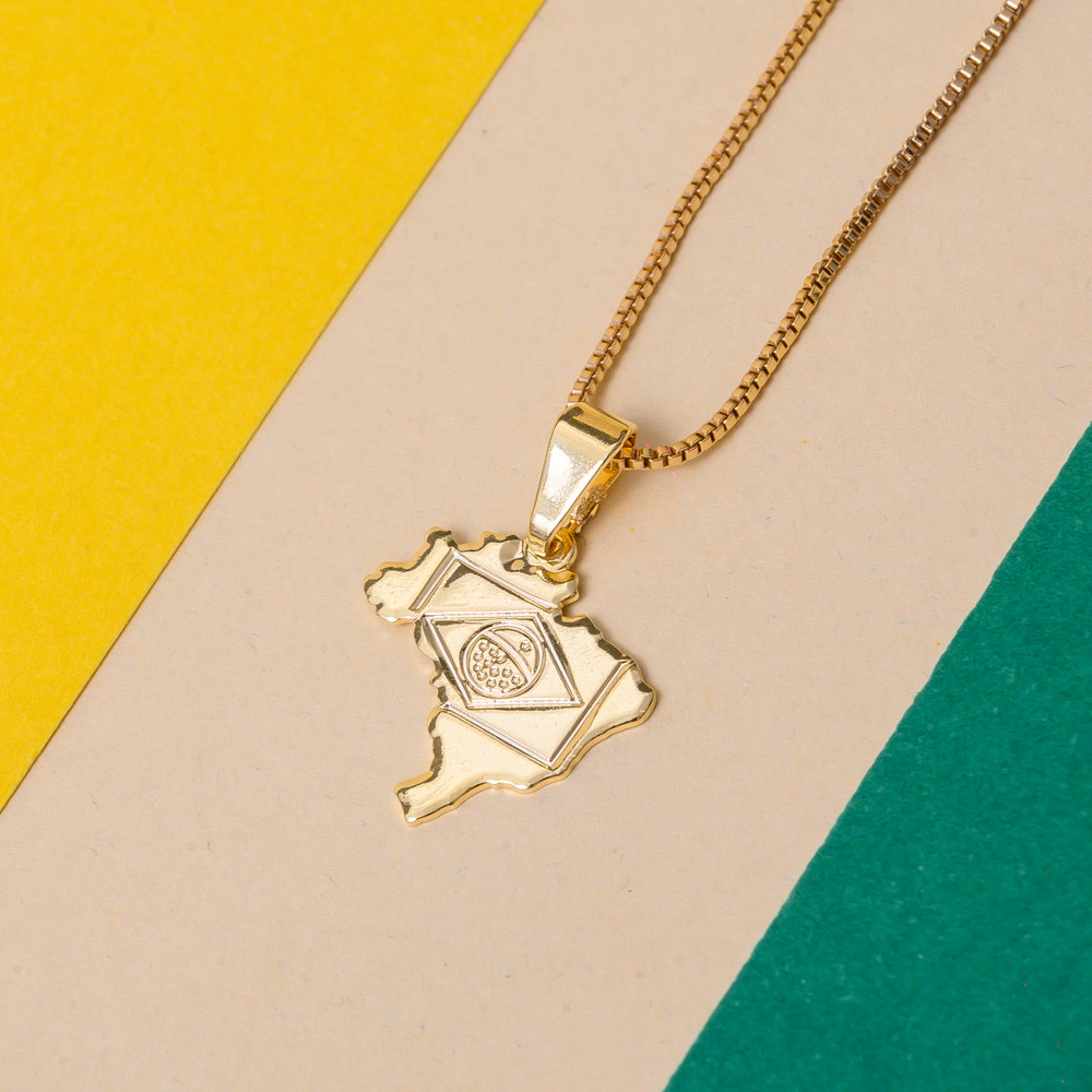 Colar do Brasil com Banho em Ouro 18k em Oferta na Shopee