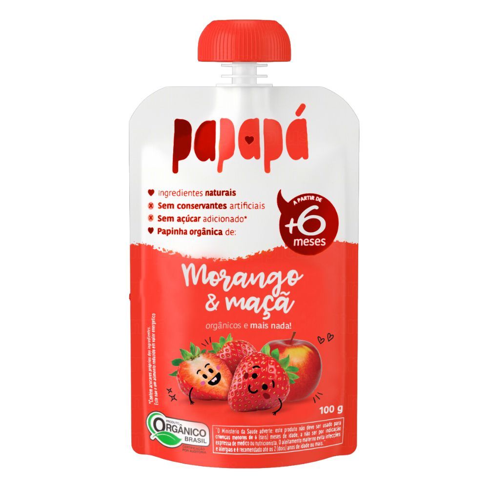 Papinha Papapá Orgânica Morango e Maçã 100g em Oferta na Shopee