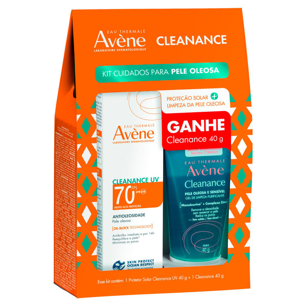 Kit Protetor Solar Avène Cleanance UV Antioleosidade FPS 70 40g e Ganhe Cleanance Gel 40g