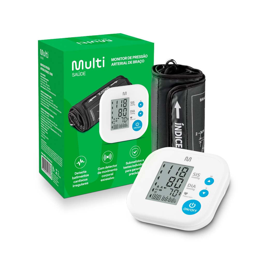 Monitor de Pressão Arterial Multilaser Digital de Braço Branco HC090