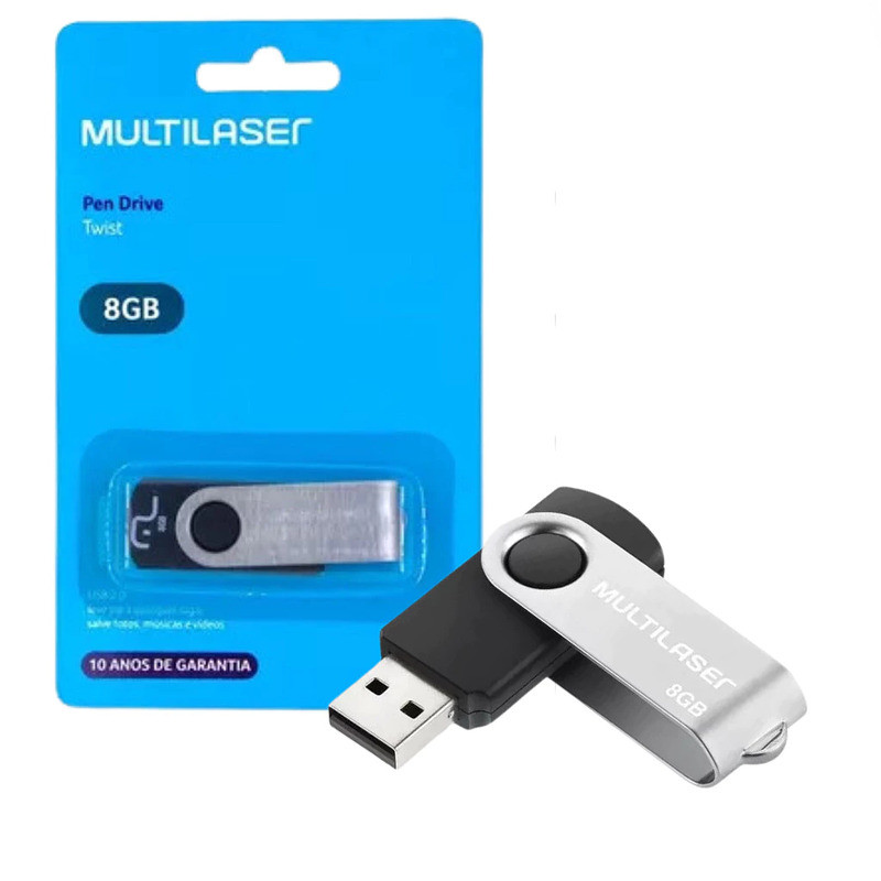 Pen Drive Multilaser Twist 8GB USB 2.0 PD587 Preto
