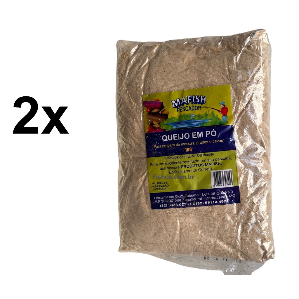 Kit 2 Massa De Pesca Queijo Em pó Mafish 1kg Pacu Tilapia piau