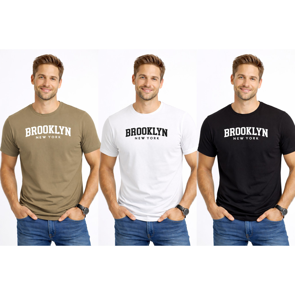 Kit 3 Camiseta Estampada Masculina Básica Confortável Casual Versátil