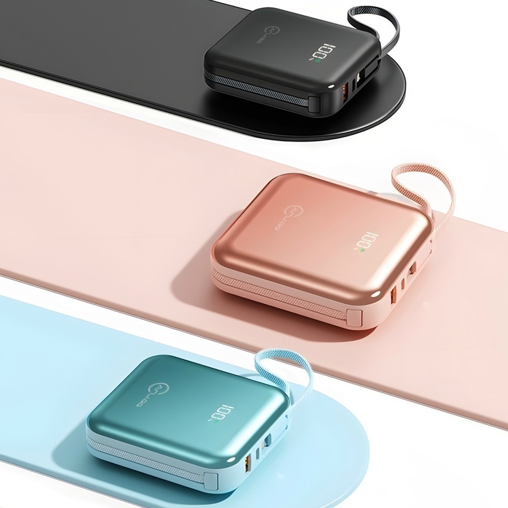 Mini power bank portátil 20.000 mAh com IOS e cabo Tipo C em Oferta na Shopee