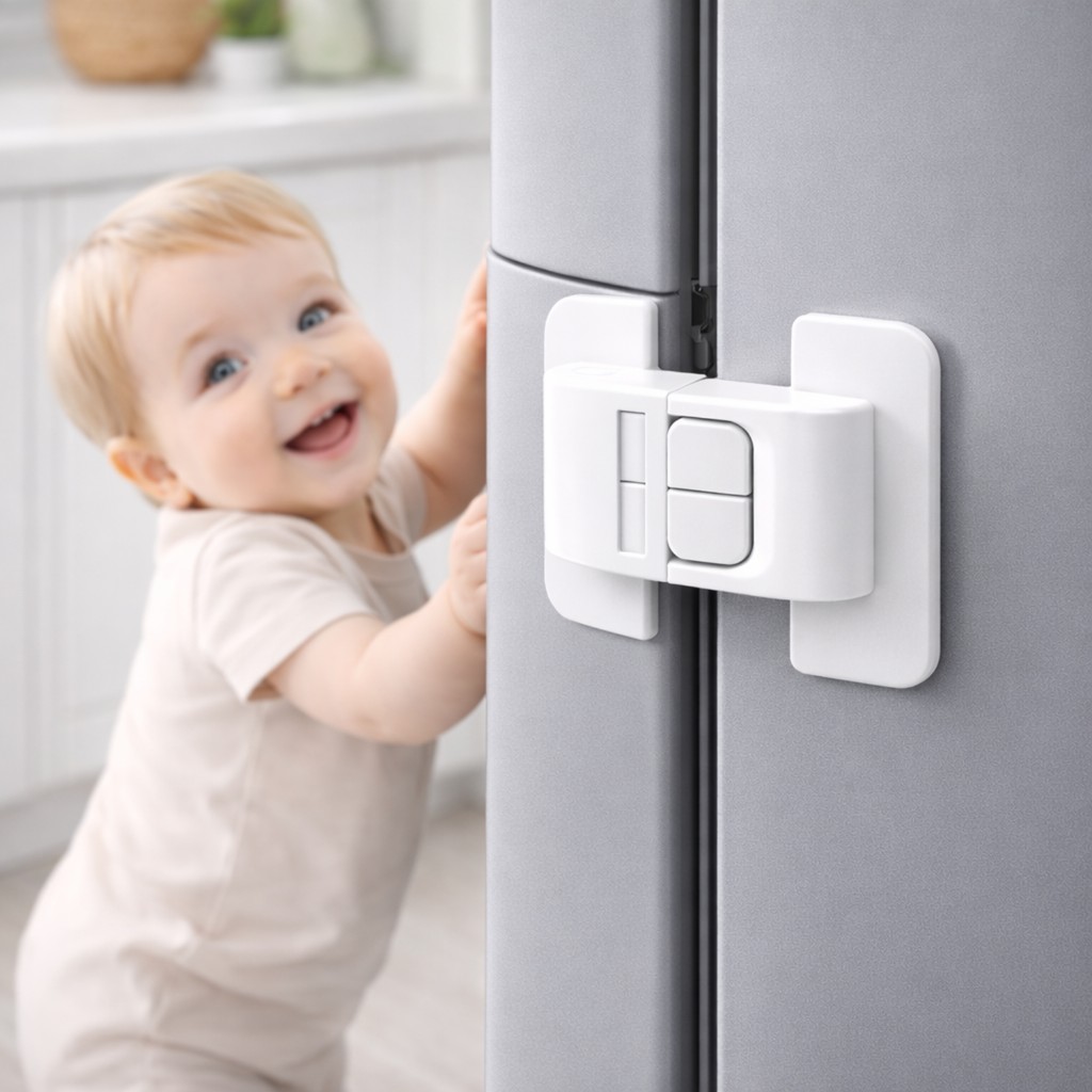 Imagem Travas Para Geladeira e Gavetas Protetor Segurança Infantíl Fechadura de Porta Armário