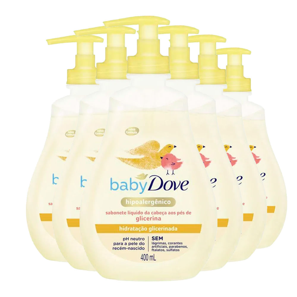 Kit Sabonete Líquido Dove Baby Hidratação Glicerinada 400ml - 6 Unidades em Oferta na Shopee