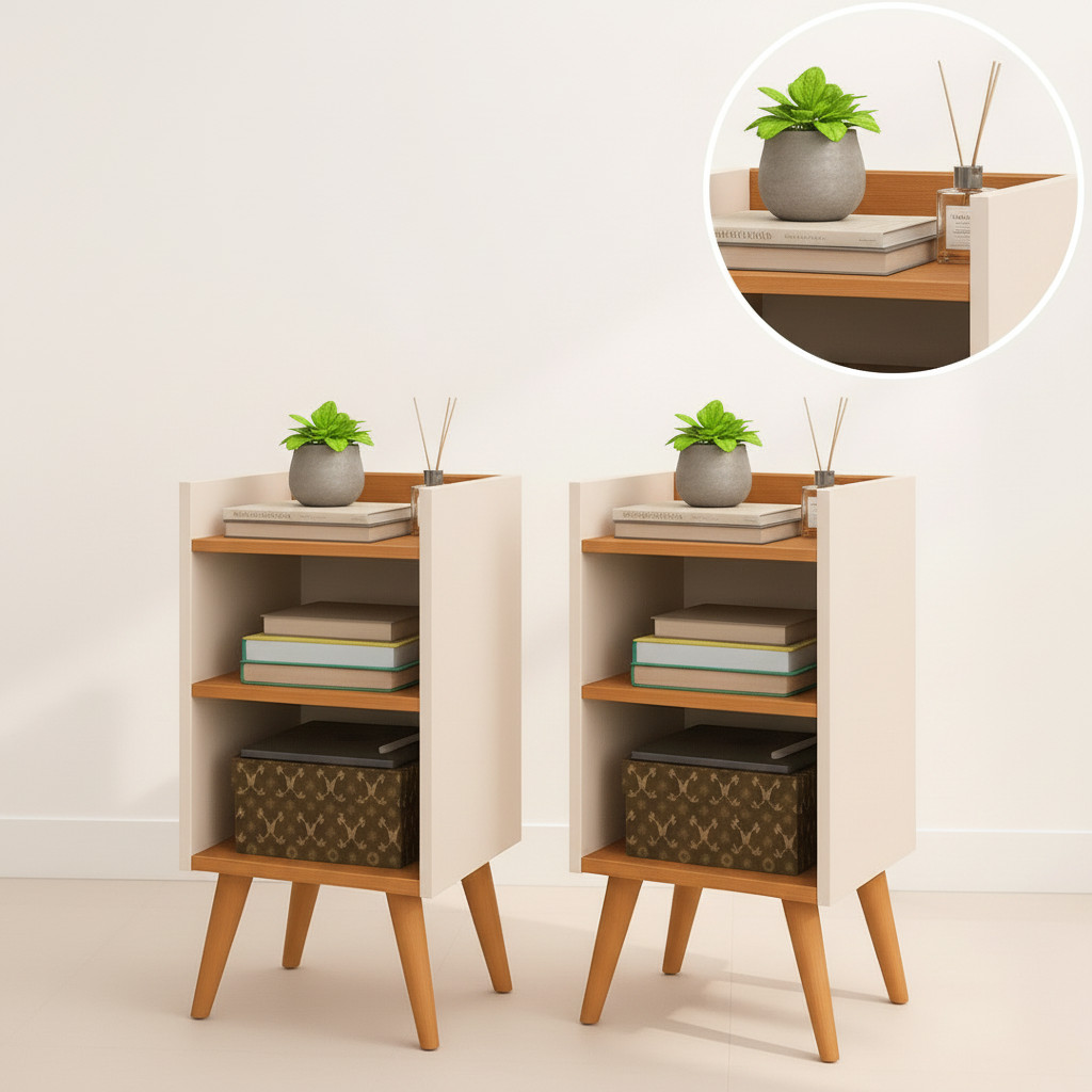 Kit 2 Mesa de Cabeceira ou Unitário para Quarto Charme Retrô Várias Cores Apoio de Cama Mesinha Mesa de Apoio