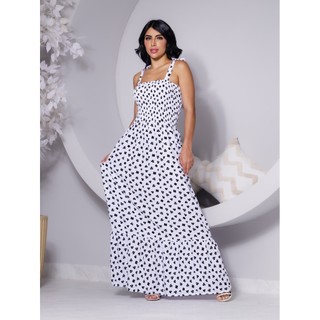 Vestido Longo de Lastex Com Alça Estampado Moda Verao