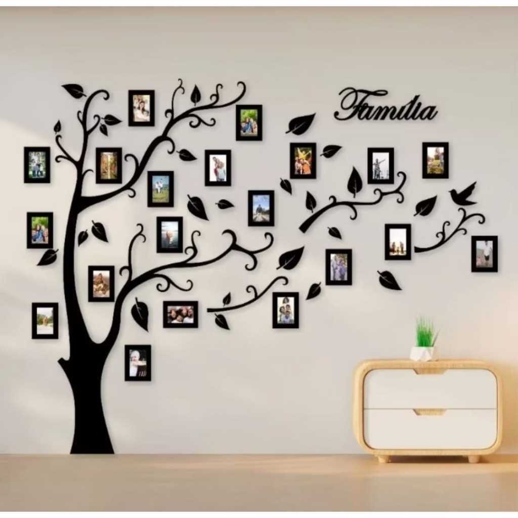 Arvore Familia Genealógica 20 fotos em MDF família 20 fotos molduras 10x15 folhas e passarinho em Oferta na Shopee