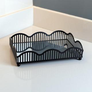 Bandeja com Espelho Lyor Wave 21cm x 14cm x 4cm Preta Metal em Oferta na Shopee