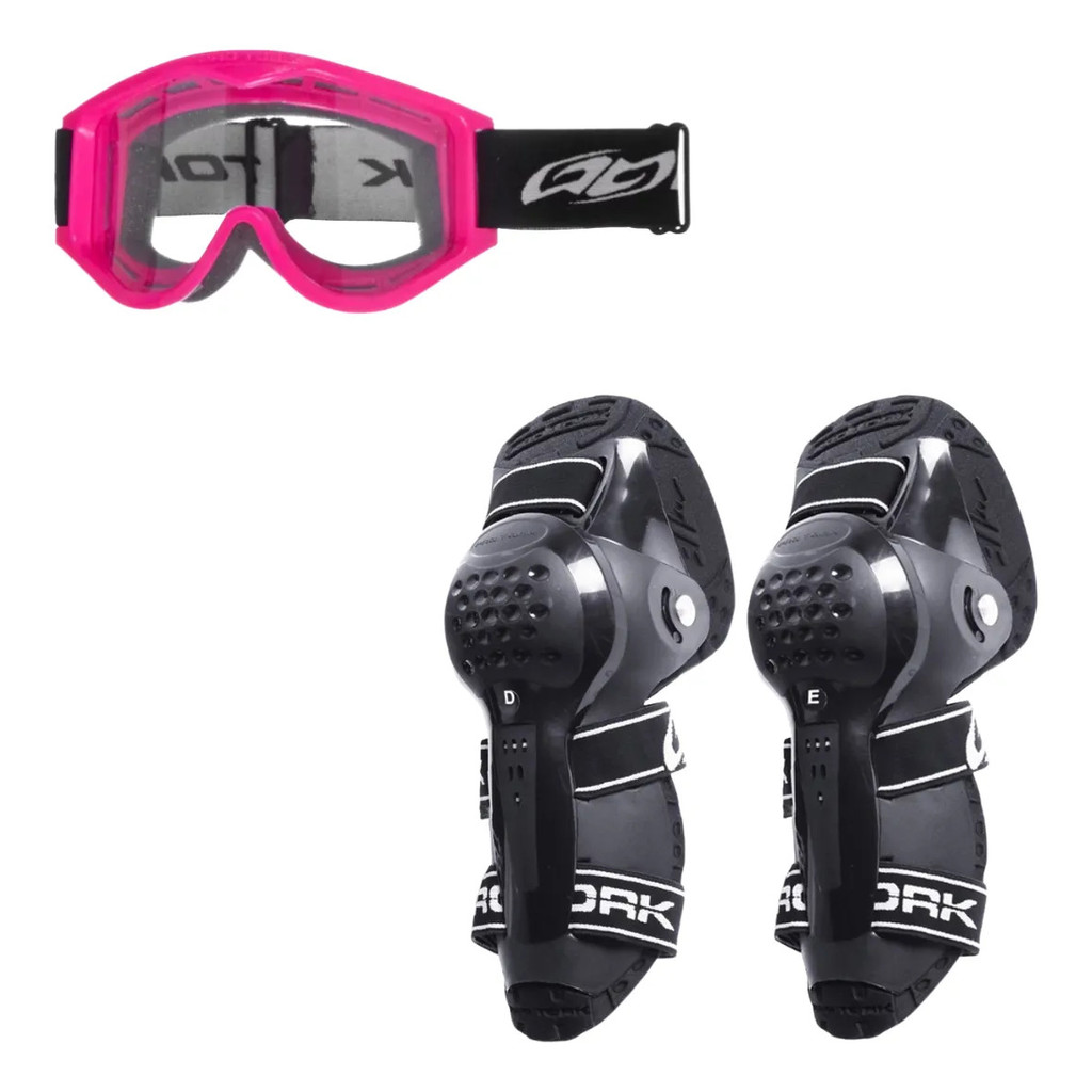 Kit Óculos Joelheira Articulada Proteção Motocross Trilha Corrida