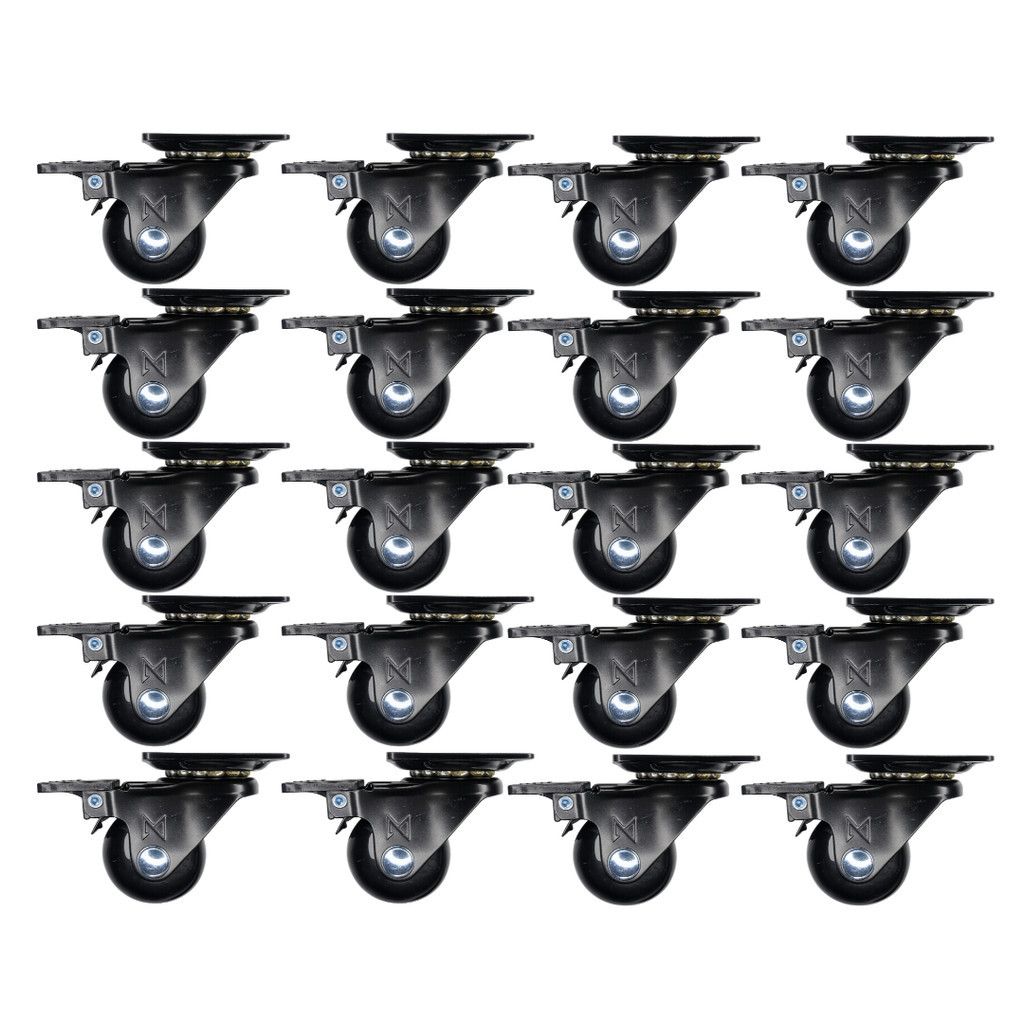 Kit 20 Rodinhas de Silicone Com Freio Para Móveis Rodízio Giratório Gel 35mm - Rodizio Preto