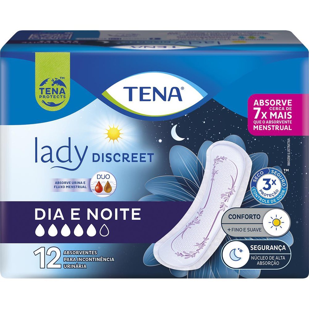 Absorvente para Incontinência Urinária Tena Lady Discreet Dia e Noite 12 Unidades em Oferta na Shopee