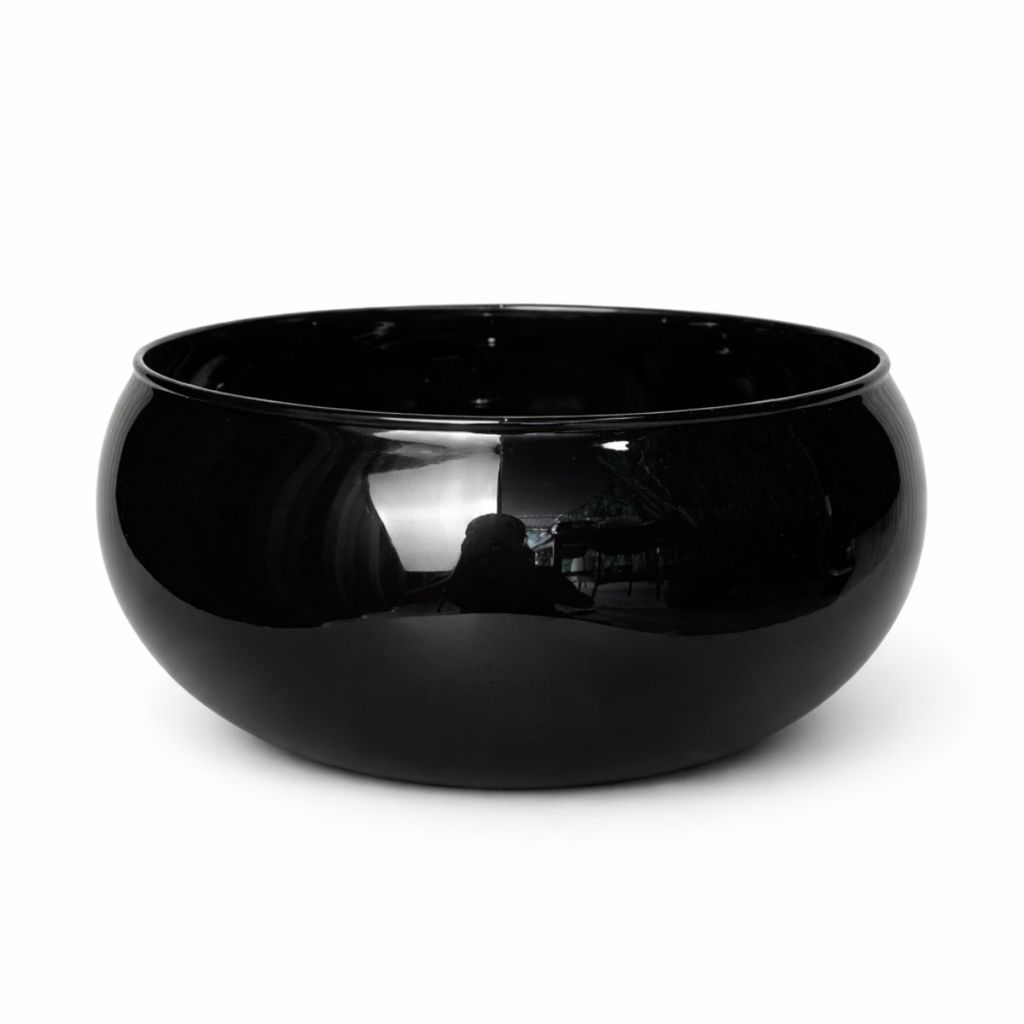 Vaso Vidro Redondo Grande Preto Centro de Mesa Décor Ikebana