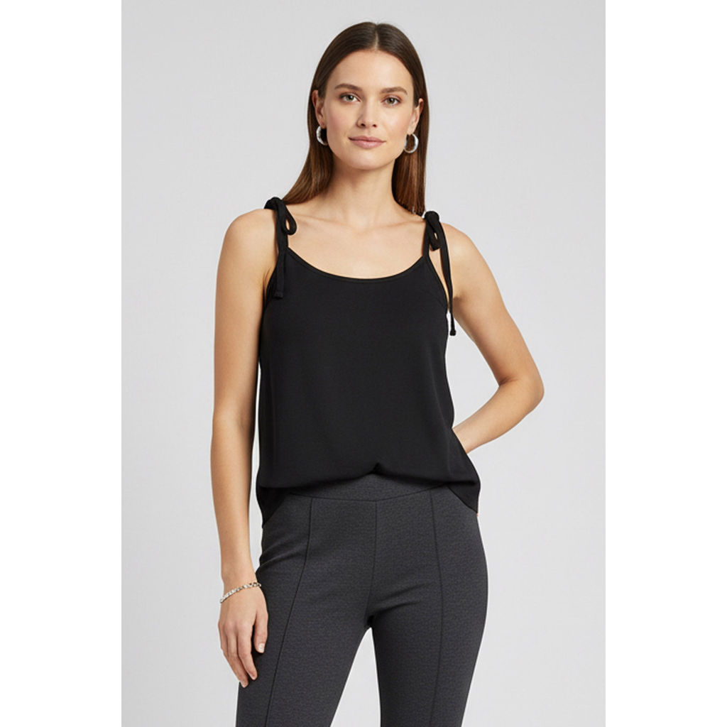 Regata Feminina Franzida Com Amarração Marialícia Preto em Oferta na Shopee