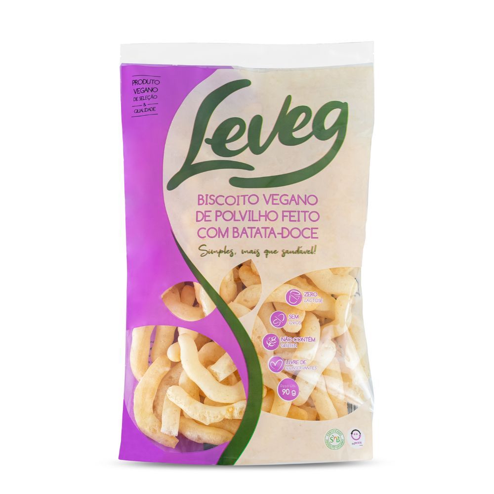 Biscoito Vegano Leveg de Polvilho Feito com Batata-Doce Sabor Tradicional 90g em Oferta na Shopee
