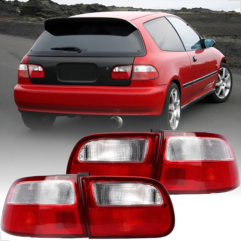 Lanternas Traseiras Red Clear Honda Civic Hatch Eg/ vti 1992 1993 1994 1995