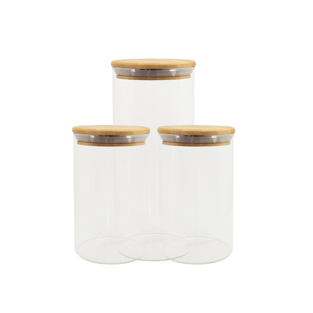 Conjunto de Potes Herméticos com Tampa de Bambu - 3 Peças Oikos