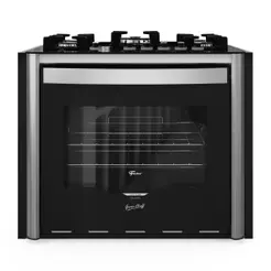 Fogão de Embutir 5 Bocas a Gás Fischer Gran Cheff com Mesa de Vidro e Grill Elétrico Preto 220V