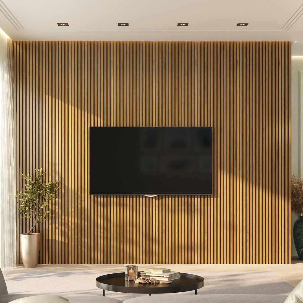 Revestimento de Parede Painel Ripado PVC Interno Barra 270x15cm Bariri PVC Bariri Cerejeira Cerejeira