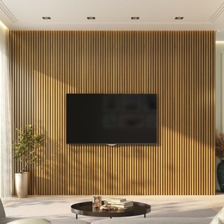 Revestimento de Parede Painel Ripado PVC Interno Barra 270x15cm Bariri PVC Bariri Cerejeira Cerejeira