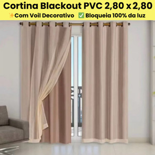 Cortina Blackout PVC 2,80x2,80 Porta Com Tecido Voil Liso Varias Cores Alta Qualidade em Oferta na Shopee